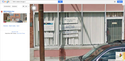 Click to enlarge: Rosicrucian Temple across the street from an abortion clinic