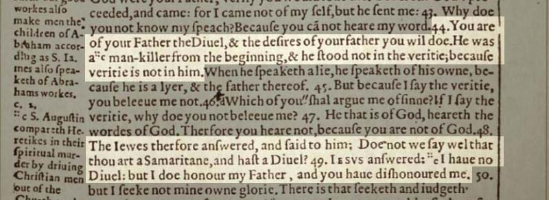 John 8:44-8:49, 1582 Douai-Rheims English Translation
