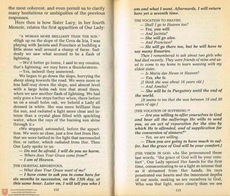 The Whole Truth About Fatima Volume 1 pages 112-113