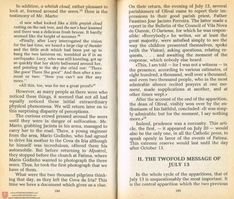 The Whole Truth About Fatima Volume 1 pages 184-185