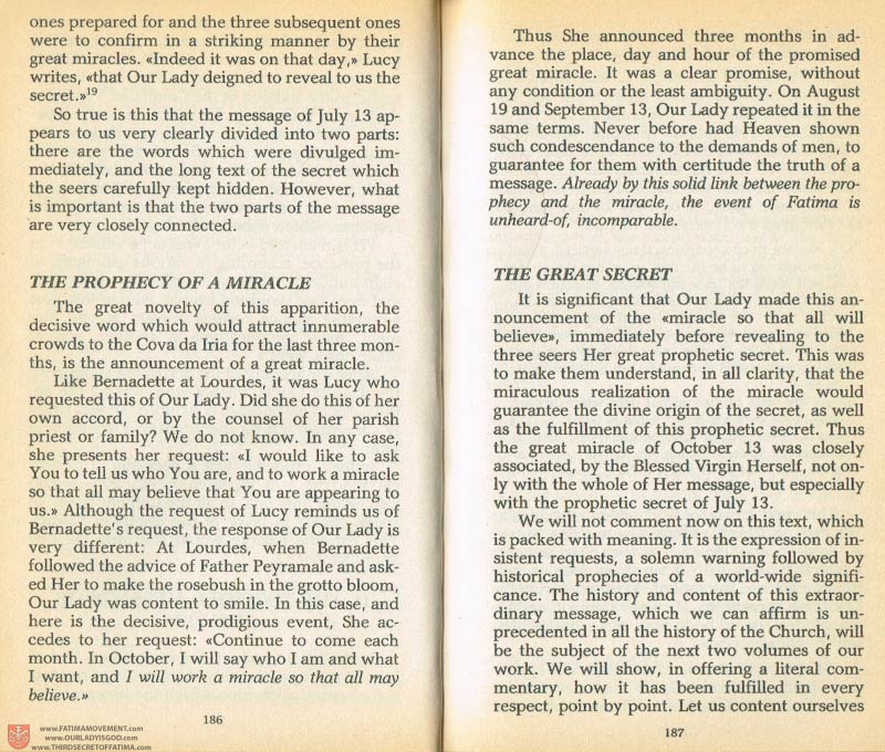 The Whole Truth About Fatima Volume 1 pages 186-187