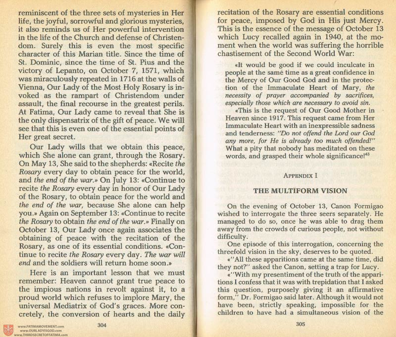 The Whole Truth About Fatima Volume 1 pages 304-305