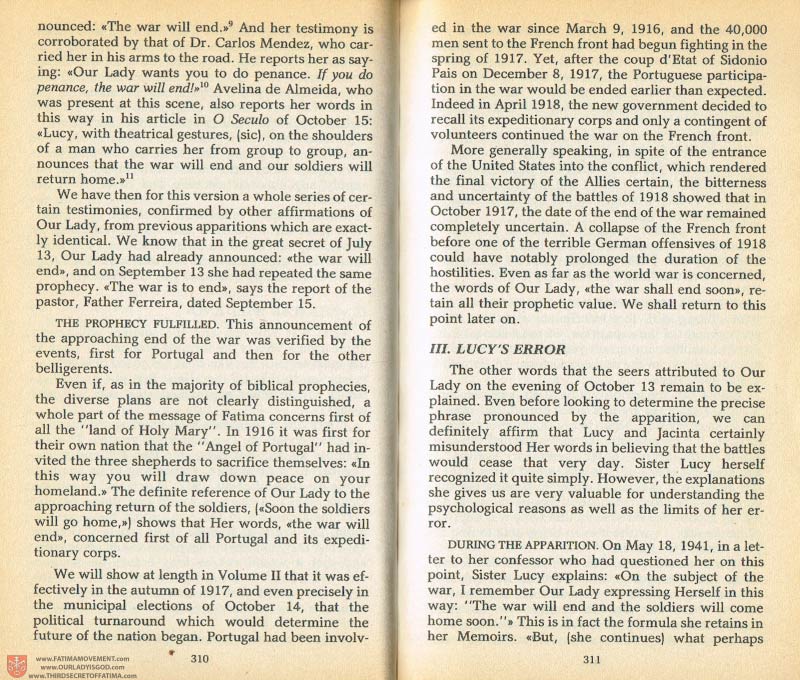 The Whole Truth About Fatima Volume 1 pages 310-311