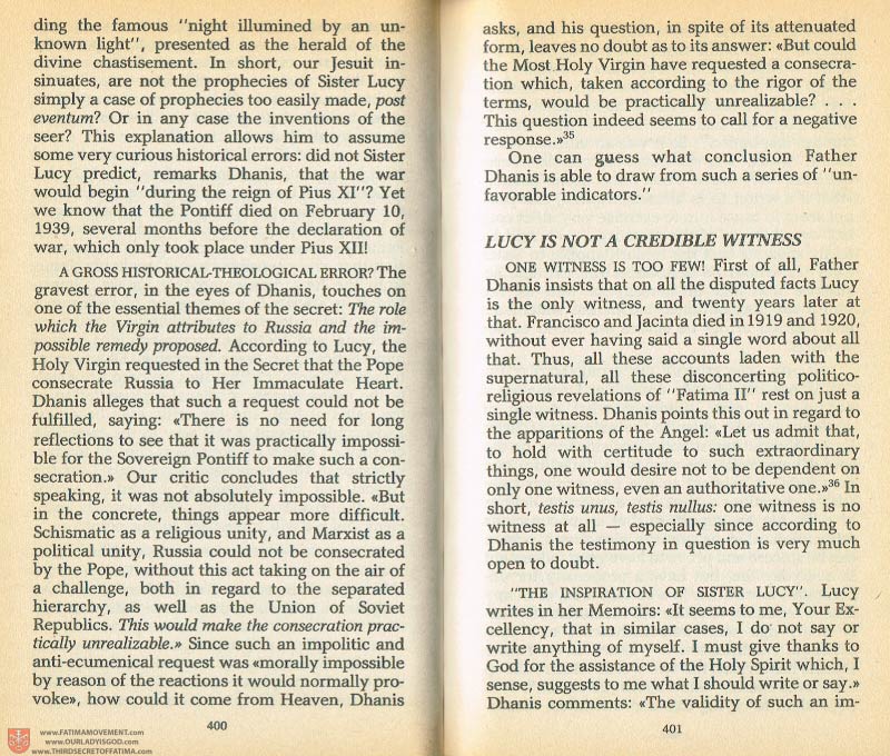 The Whole Truth About Fatima Volume 1 pages 400-401