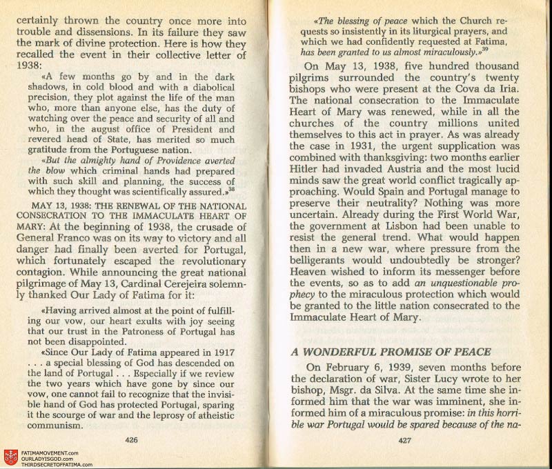 The Whole Truth About Fatima Volume 2 pages 420-421