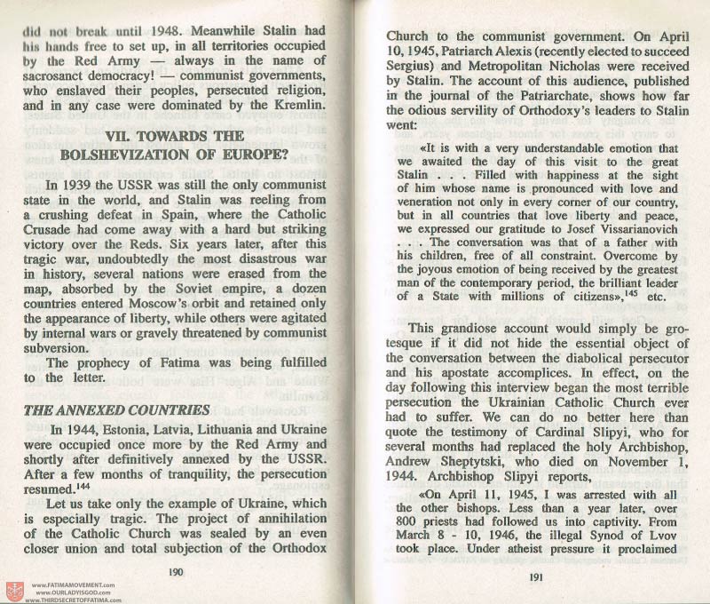 The Whole Truth About Fatima Volume 3 pages 190-191