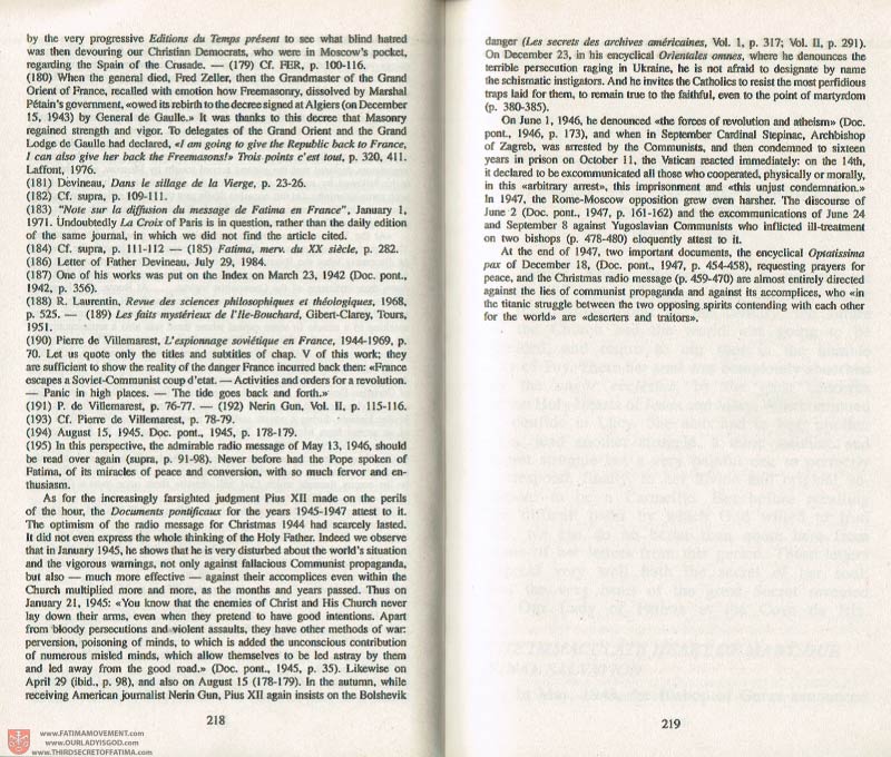 The Whole Truth About Fatima Volume 3 pages 218-219