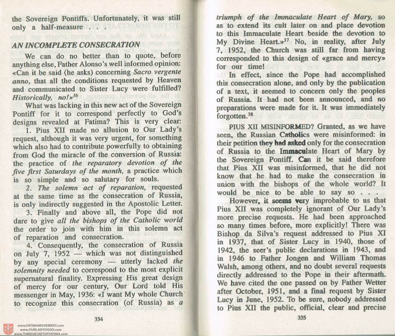 The Whole Truth About Fatima Volume 3 pages 334-335