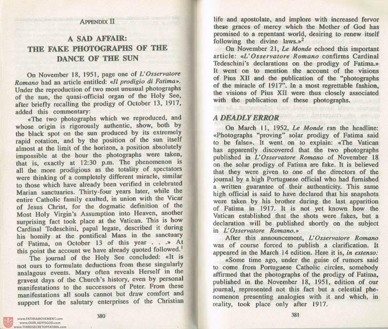The Whole Truth About Fatima Volume 3 pages 380-381