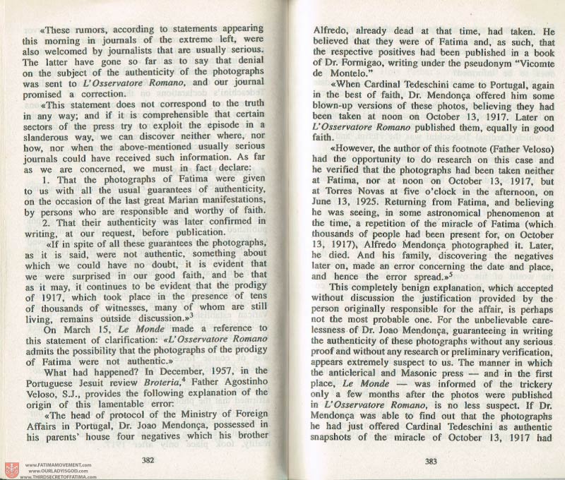 The Whole Truth About Fatima Volume 3 pages 382-383