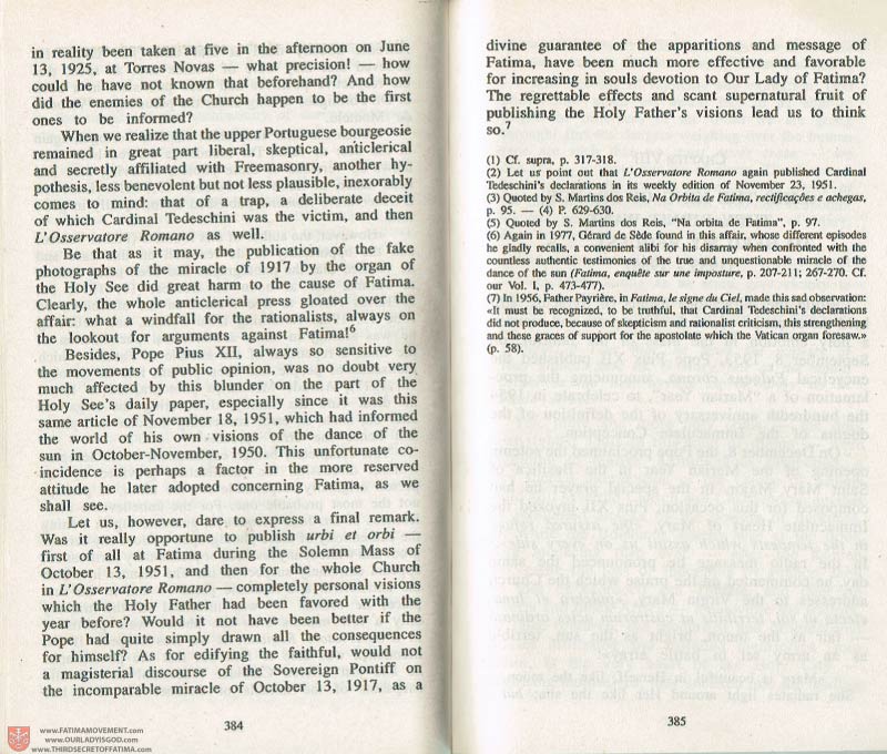 The Whole Truth About Fatima Volume 3 pages 384-385