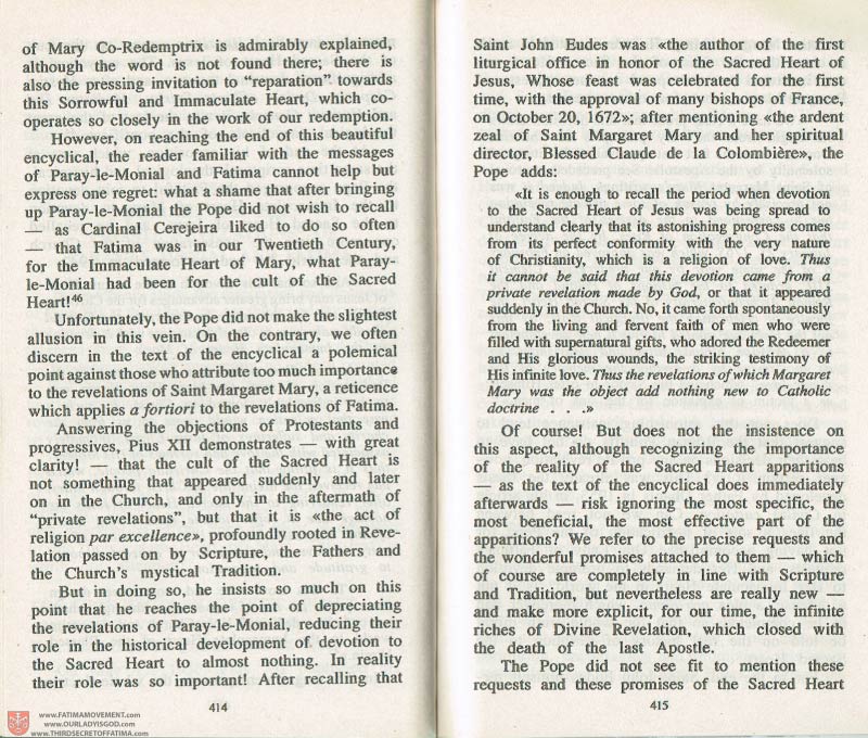 The Whole Truth About Fatima Volume 3 pages 414-415