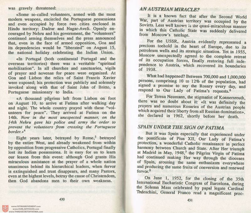 The Whole Truth About Fatima Volume 3 pages 430-431