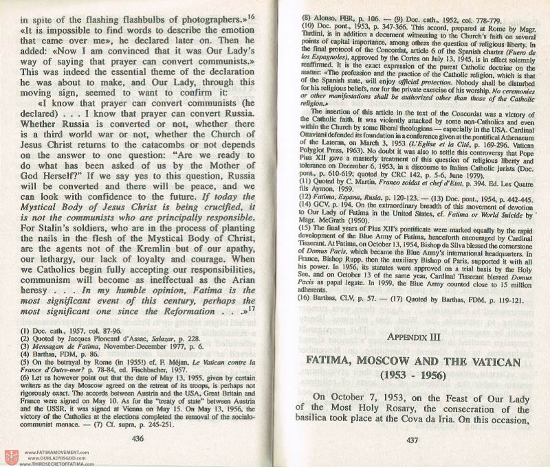 The Whole Truth About Fatima Volume 3 pages 436-437