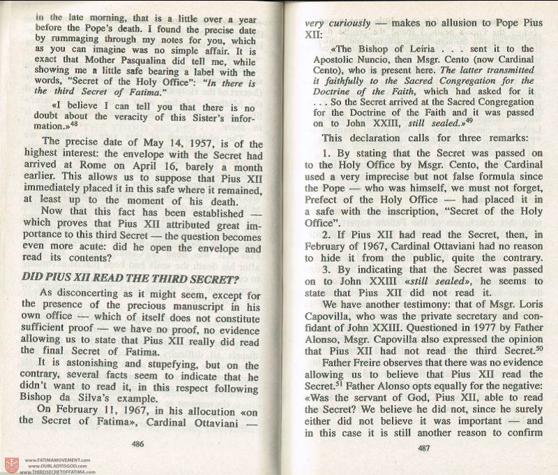 The Whole Truth About Fatima Volume 3 pages 486-487