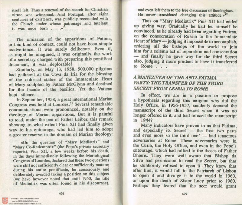 The Whole Truth About Fatima Volume 3 pages 494-495
