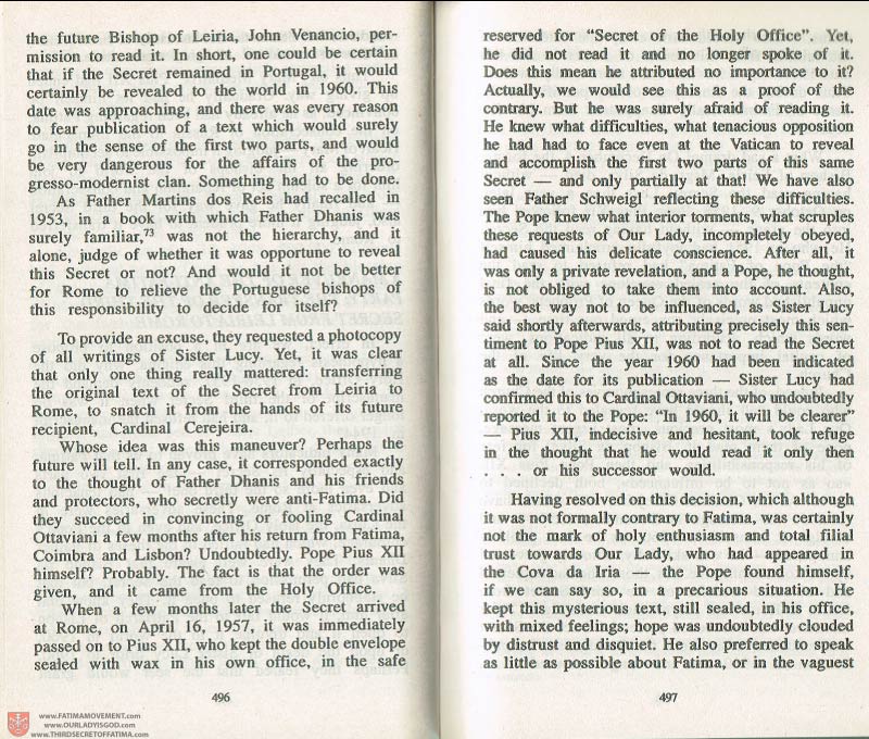 The Whole Truth About Fatima Volume 3 pages 496-497