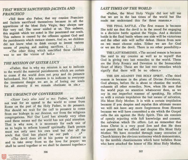 The Whole Truth About Fatima Volume 3 pages 506-507