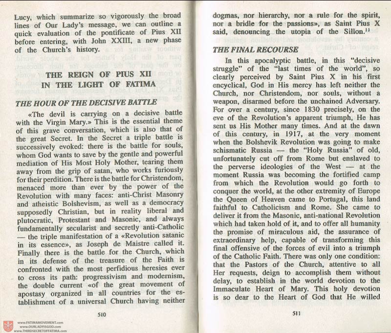 The Whole Truth About Fatima Volume 3 pages 510-511
