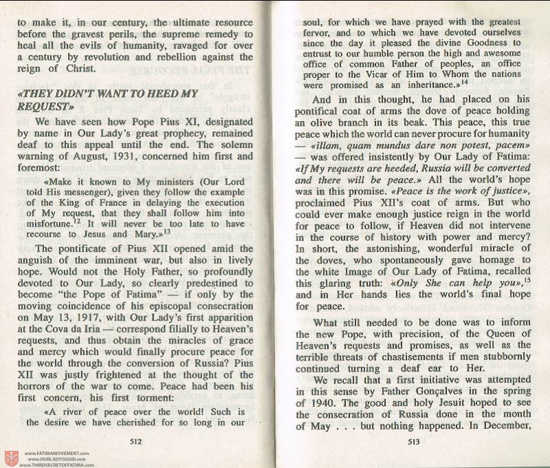 The Whole Truth About Fatima Volume 3 pages 512-513