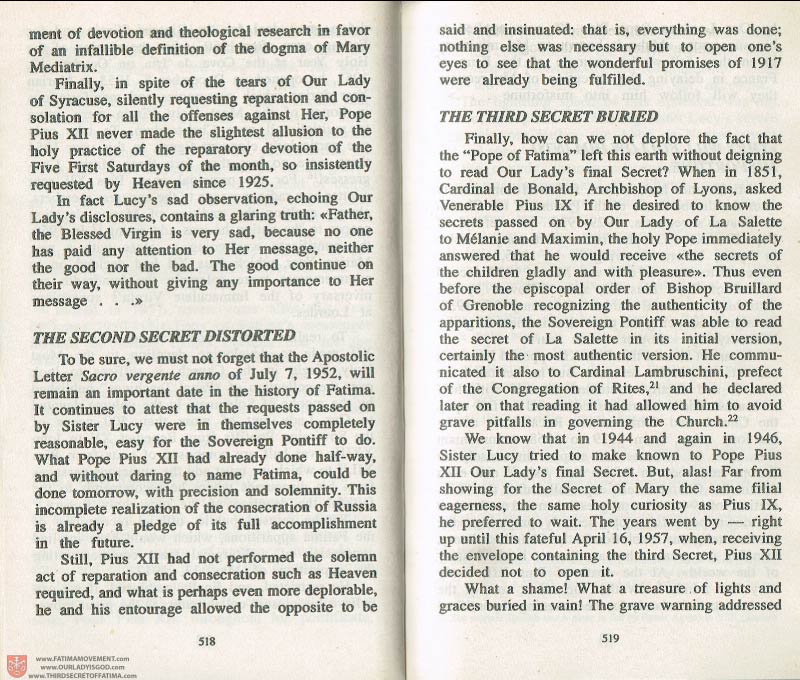 The Whole Truth About Fatima Volume 3 pages 518-519