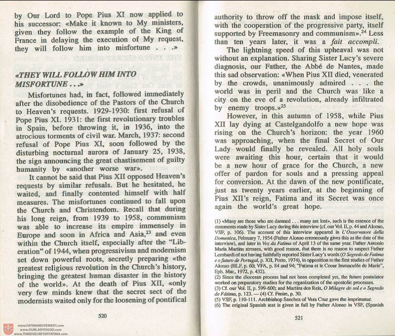 The Whole Truth About Fatima Volume 3 pages 520-521