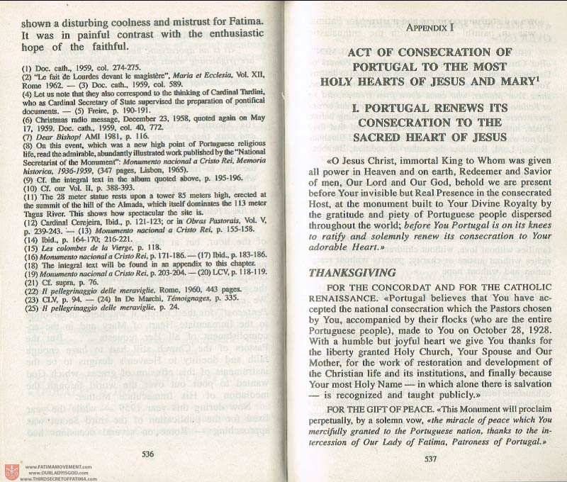 The Whole Truth About Fatima Volume 3 pages 536-537