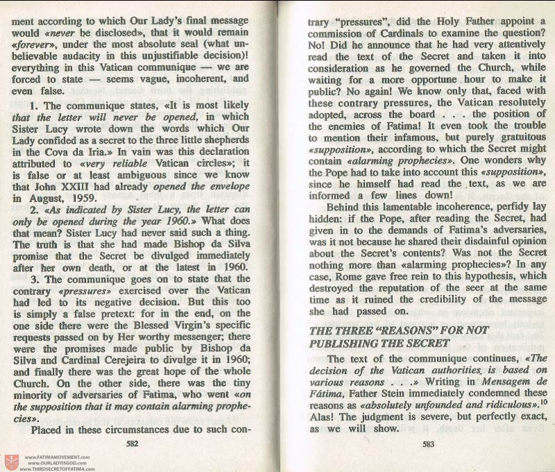 The Whole Truth About Fatima Volume 3 pages 582-583
