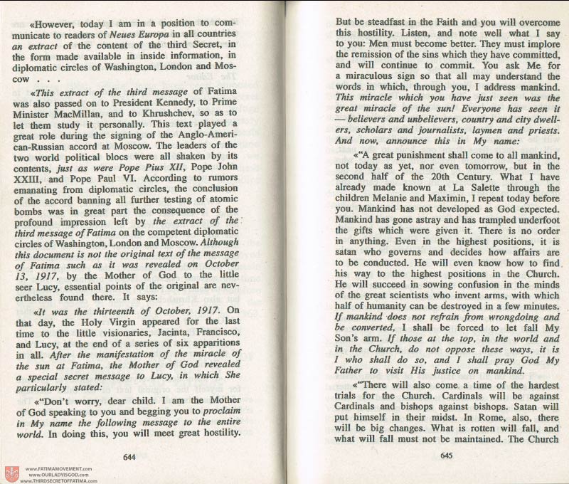 The Whole Truth About Fatima Volume 3 pages 644-645