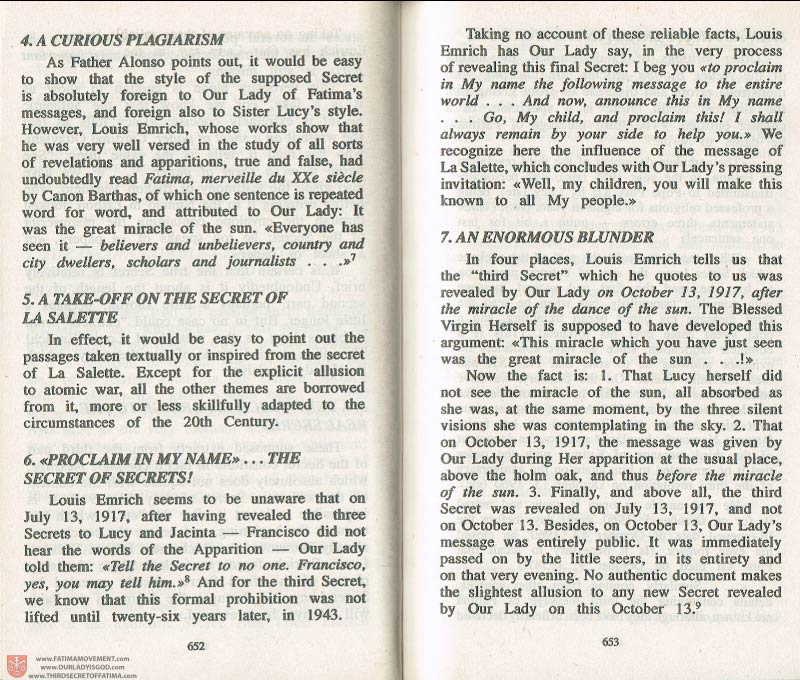 The Whole Truth About Fatima Volume 3 pages 652-653