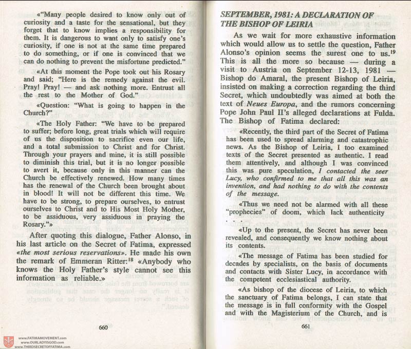 The Whole Truth About Fatima Volume 3 pages 660-661