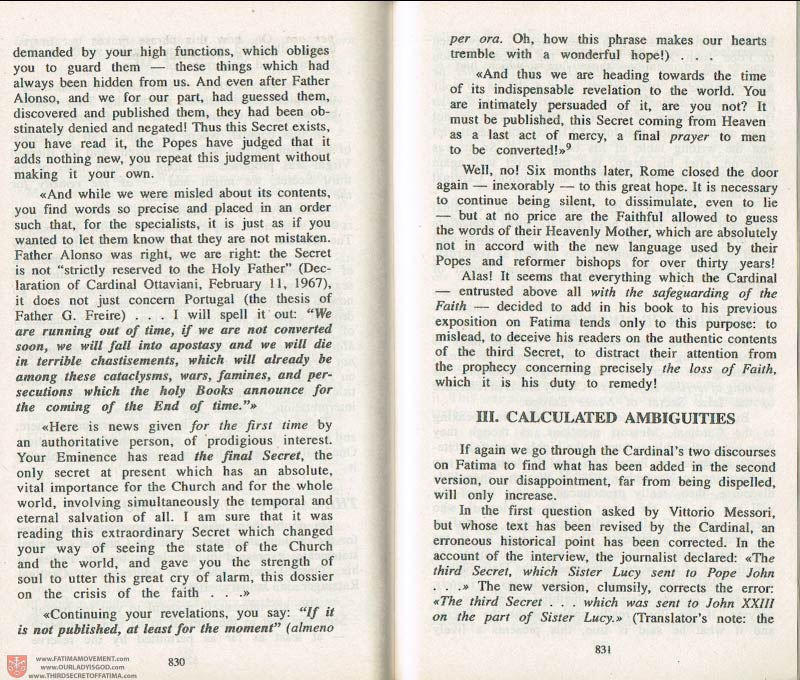 The Whole Truth About Fatima Volume 3 pages 830-831
