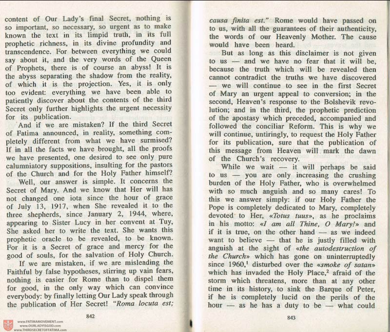The Whole Truth About Fatima Volume 3 pages 842-843
