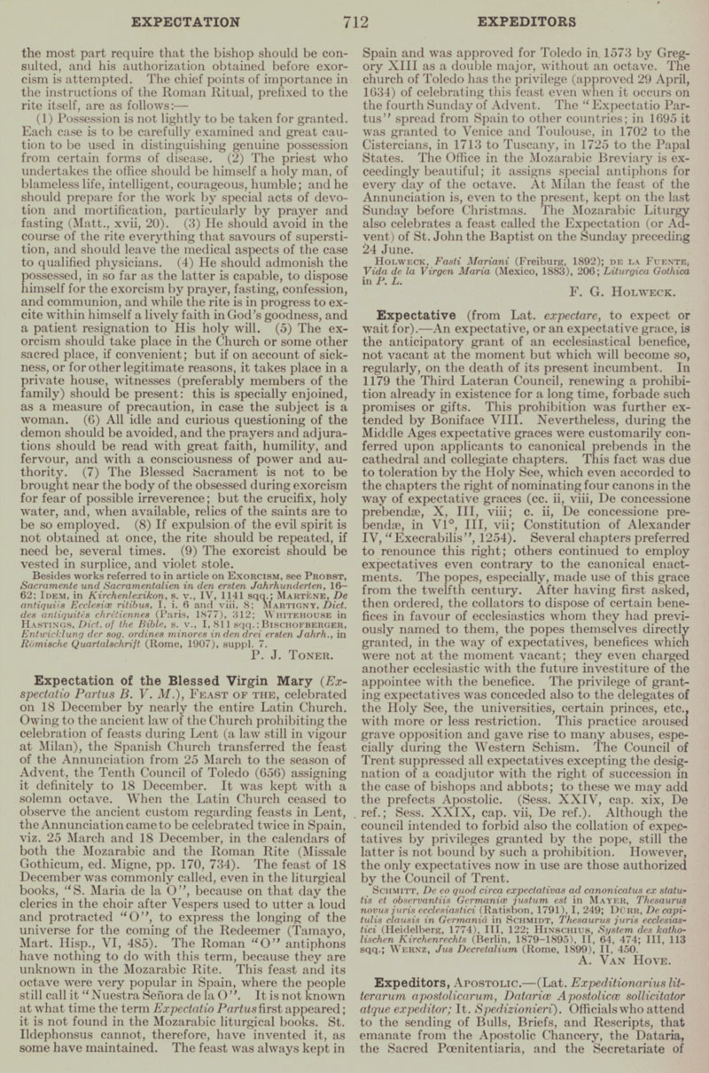 Catholic Encyclopedia Exorcist page 712