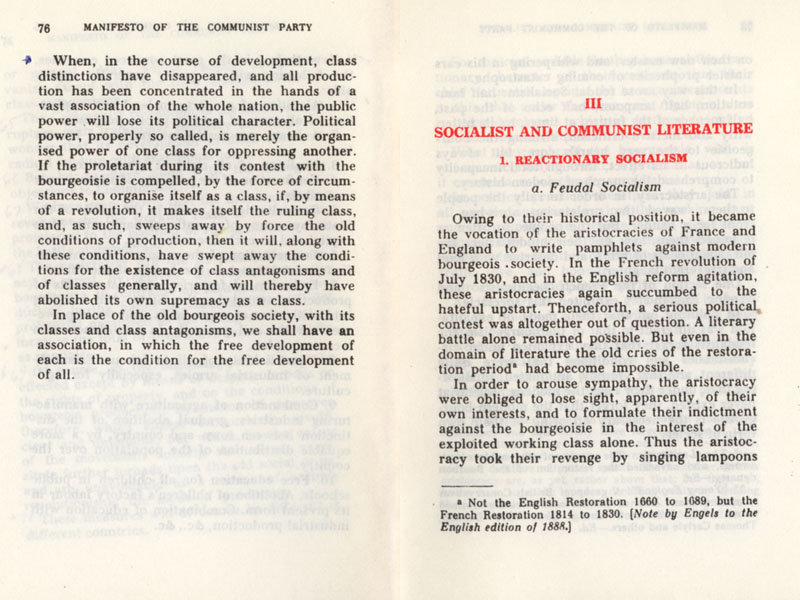 Jewish Freemason Karl Marx's Communist Manifesto, 1977 copy page 0418