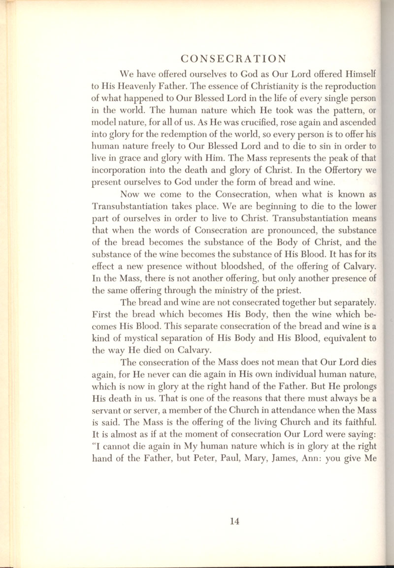 Freemason Bishop Fulton Sheen “The Mass” in 1958, page 14