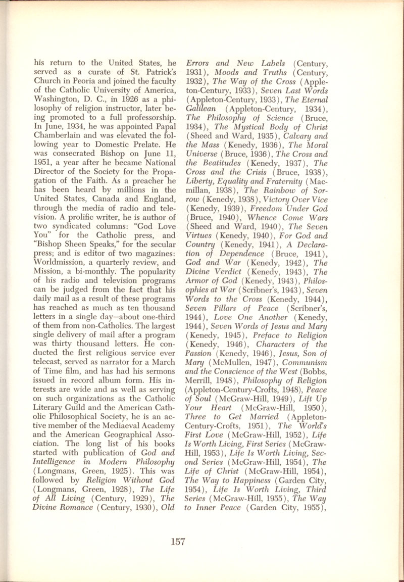 Freemason Bishop Fulton Sheen “The Mass” in 1958, page 157