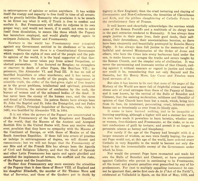 Freemason Albert Pike vs. Freemason Leo XIII: 1884 Humanum Genus pp. 38-39