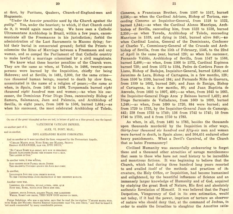 Freemason Albert Pike vs. Freemason Leo XIII: 1884 Humanum Genus pp. 52-53