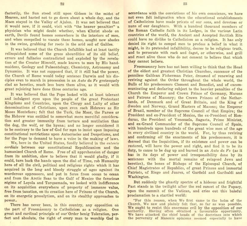 Freemason Albert Pike vs. Freemason Leo XIII: 1884 Humanum Genus pp. 54-55