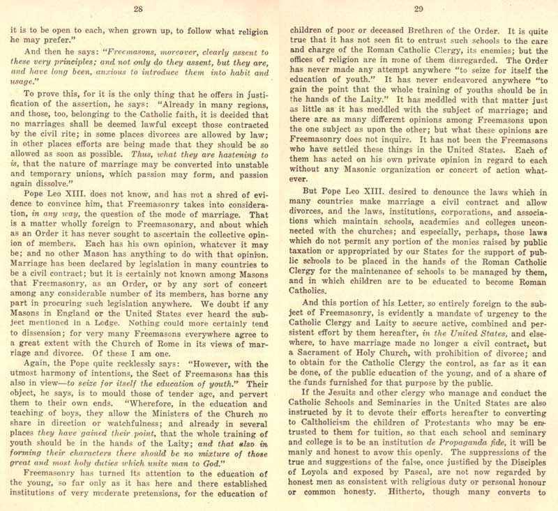 Freemason Albert Pike vs. Freemason Leo XIII: 1884 Humanum Genus pp. 60-61
