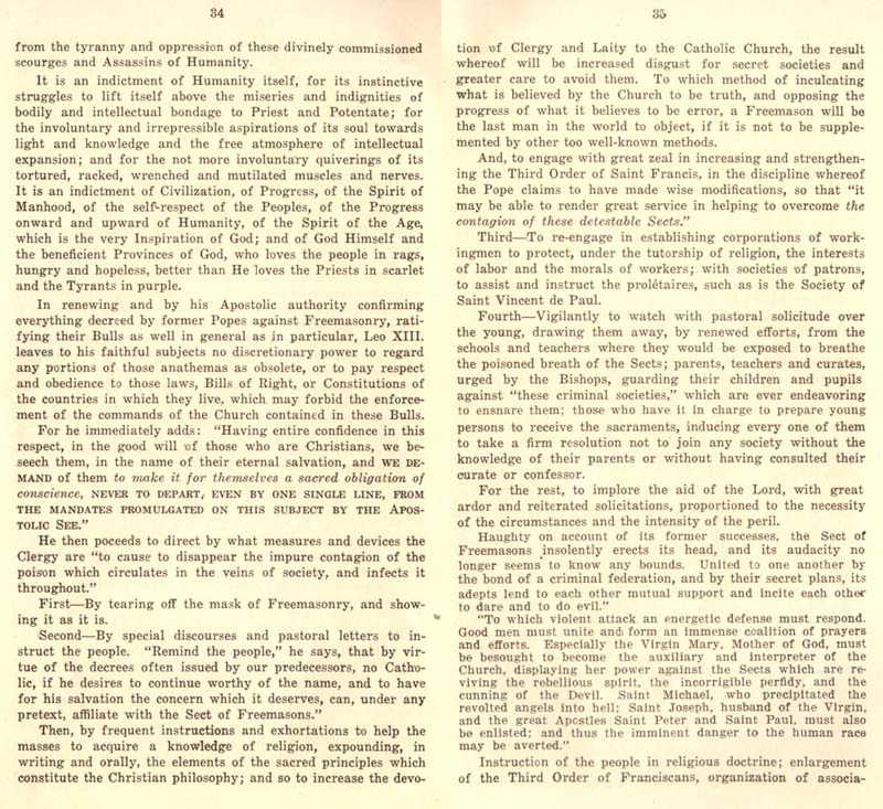 Freemason Albert Pike vs. Freemason Leo XIII: 1884 Humanum Genus pp. 66-67