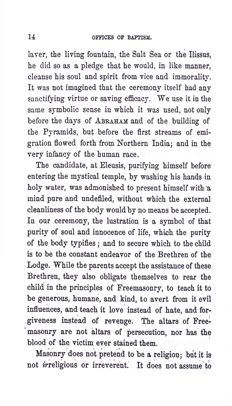 Masonic Baptism of Children by Albert Pike Part I page 14