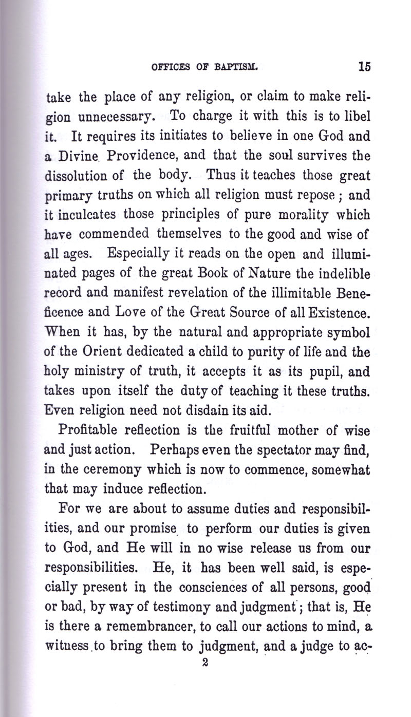 Masonic Baptism of Children by Albert Pike Part I page 15