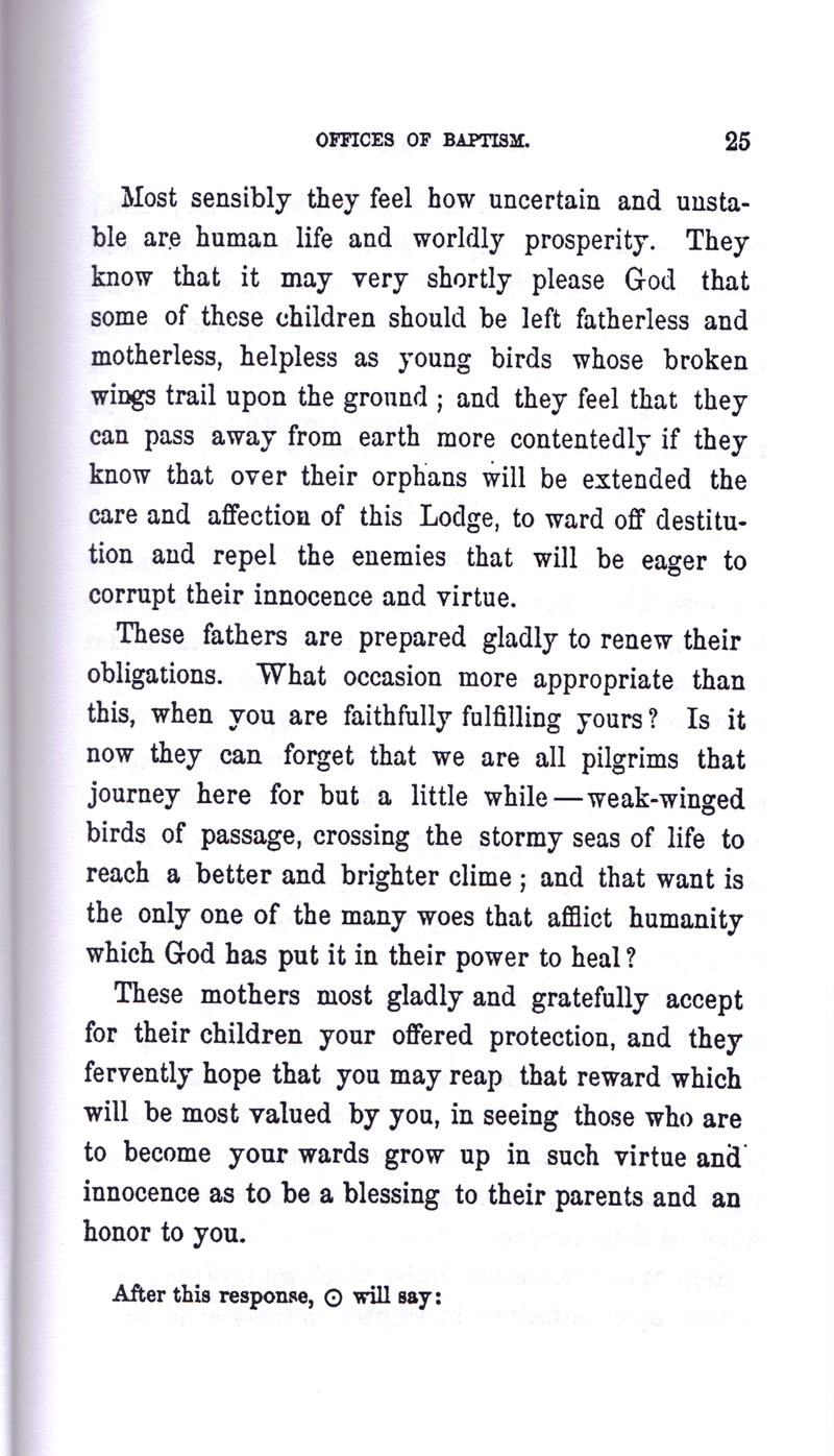 Masonic Baptism of Children by Albert Pike Part I page 25
