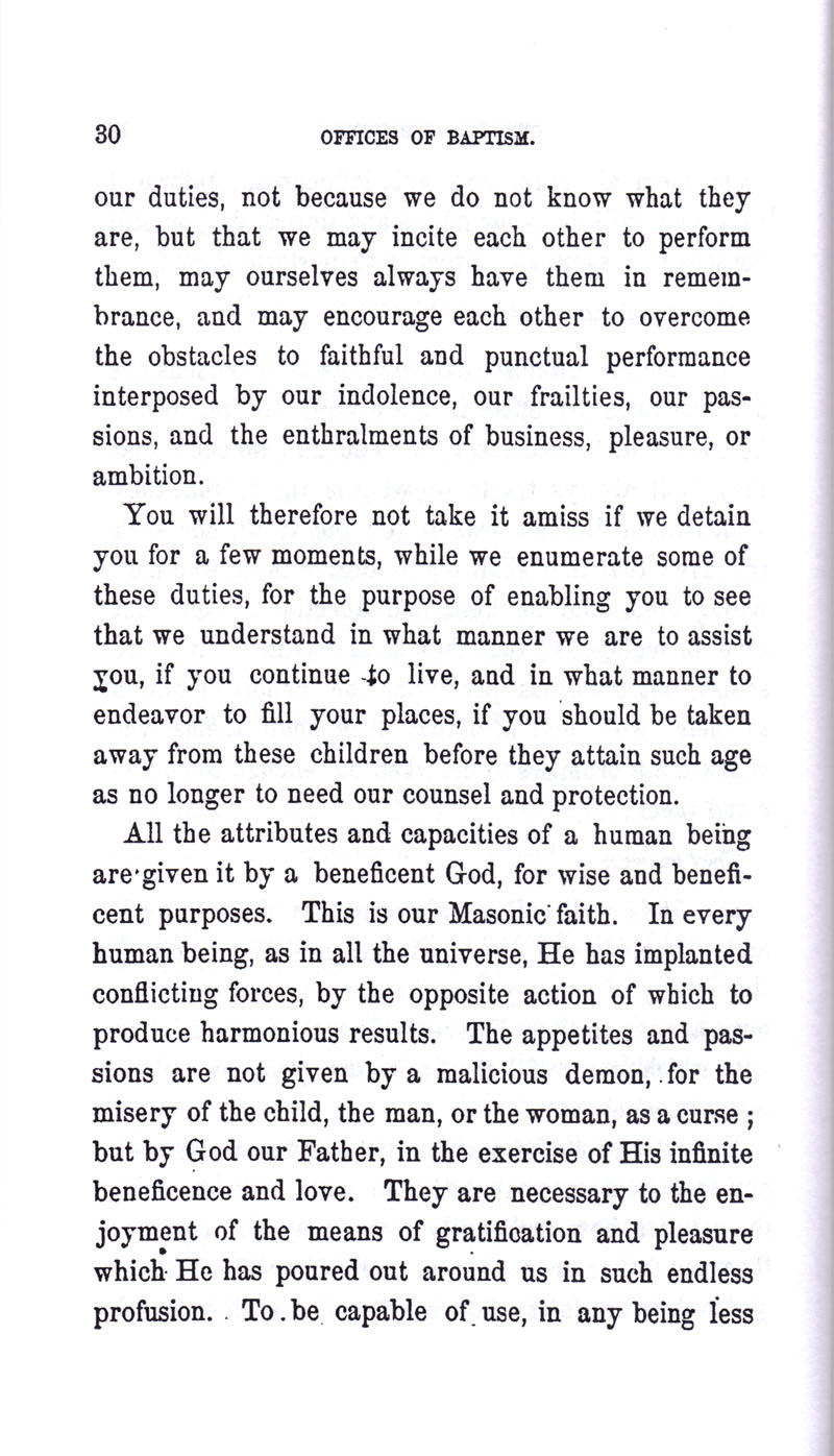 Masonic Baptism of Children by Albert Pike Part I page 30