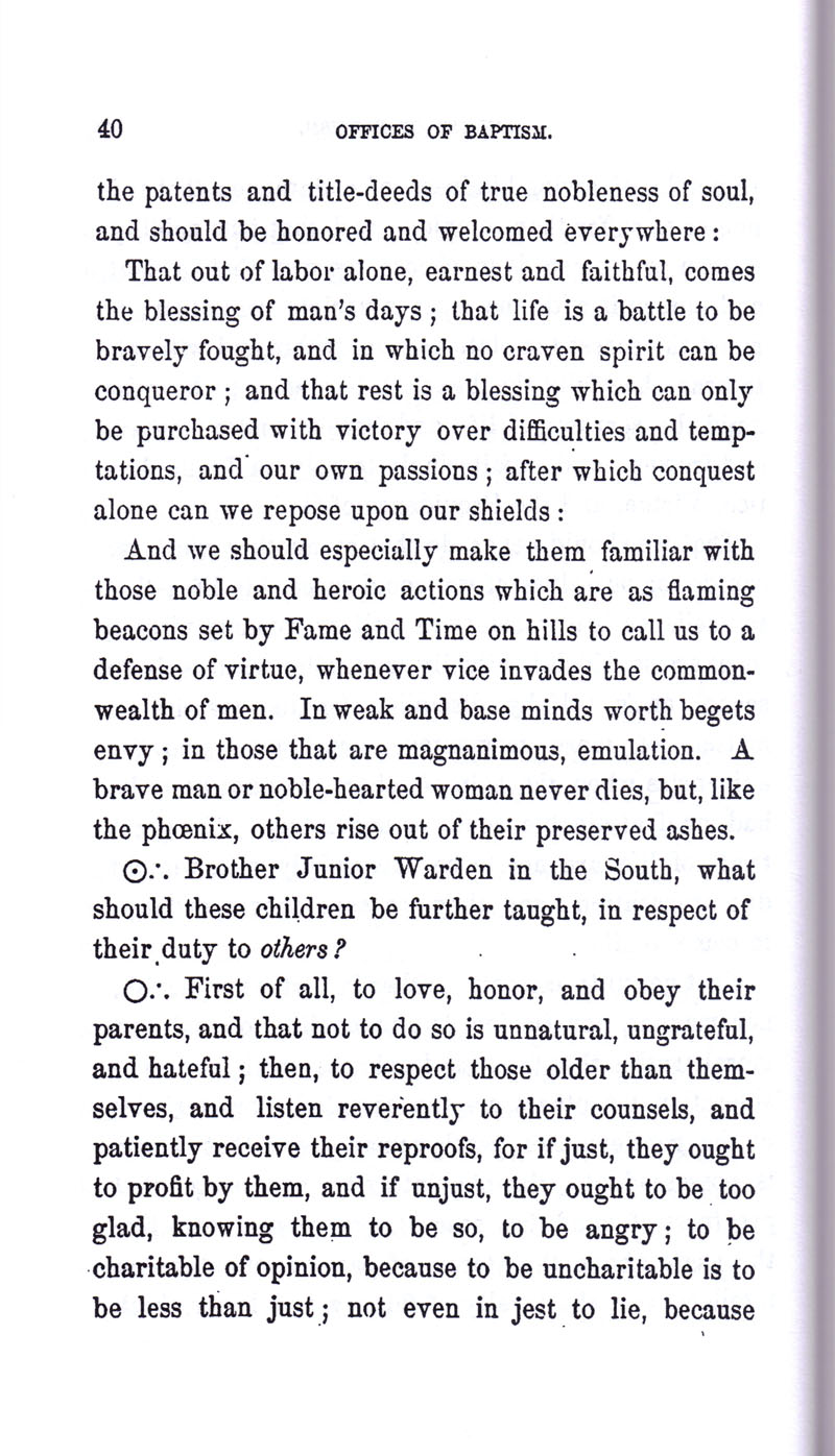 Masonic Baptism of Children by Albert Pike Part I page 40