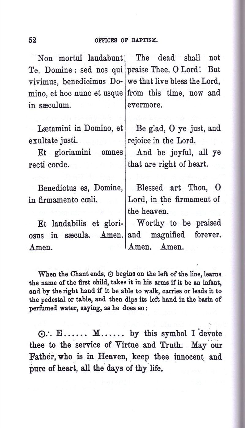 Masonic Baptism of Children by Albert Pike Part I page 52