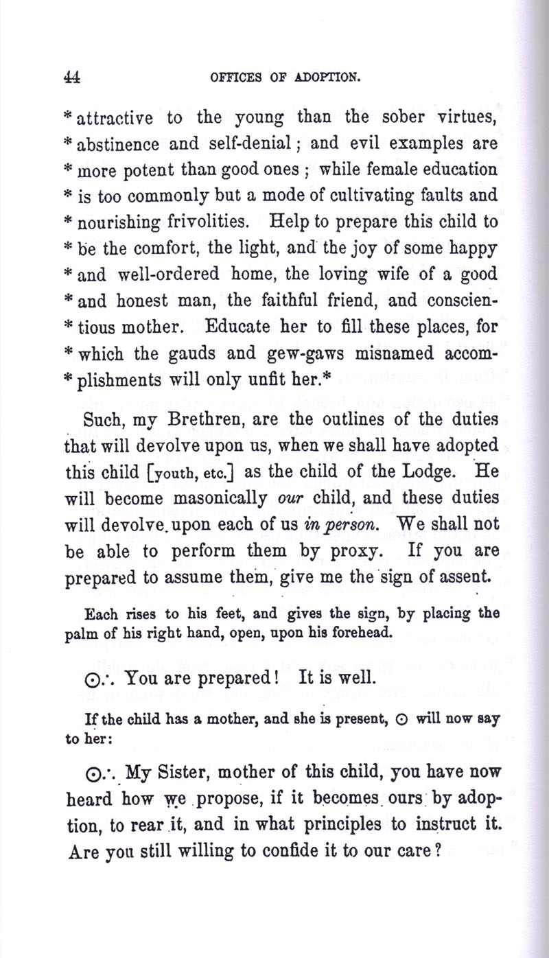 Masonic Baptism of Children by Albert Pike Part III page 44