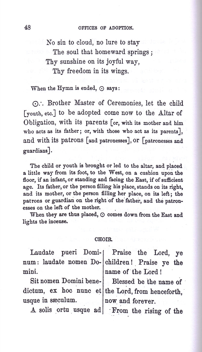 Masonic Baptism of Children by Albert Pike Part III page 48